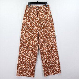 Princess Highway Retro Floral Jeans Size 6 Wide Cropped leg High Rise